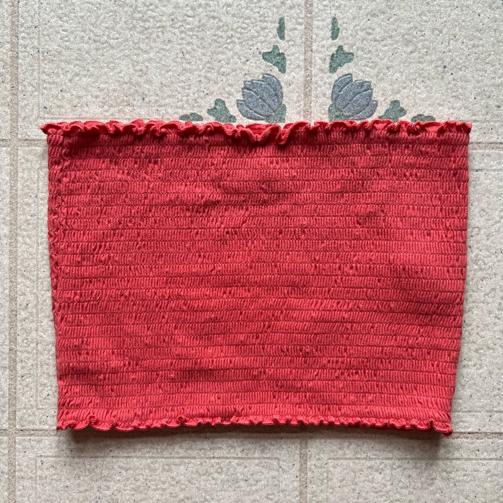 Hollister Coral Smocked Top